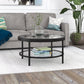 Clear And Black Glass And Steel Round Coffee Table With Shelf By Homeroots | Coffee Tables | Modishstore - 5