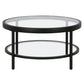 Clear And Black Glass And Steel Round Coffee Table With Shelf By Homeroots | Coffee Tables | Modishstore - 1