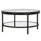 Clear And Black Glass And Steel Round Coffee Table With Shelf By Homeroots | Coffee Tables | Modishstore - 3