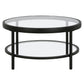 Clear And Black Glass And Steel Round Coffee Table With Shelf By Homeroots | Coffee Tables | Modishstore - 4