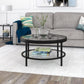 Clear And Black Glass And Steel Round Coffee Table With Shelf By Homeroots | Coffee Tables | Modishstore - 8