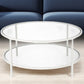 White Glass And Steel Round Coffee Table With Shelf By Homeroots | Coffee Tables | Modishstore - 1