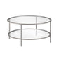 Silver Glass And Steel Round Coffee Table With Shelf By Homeroots | Coffee Tables | Modishstore - 2