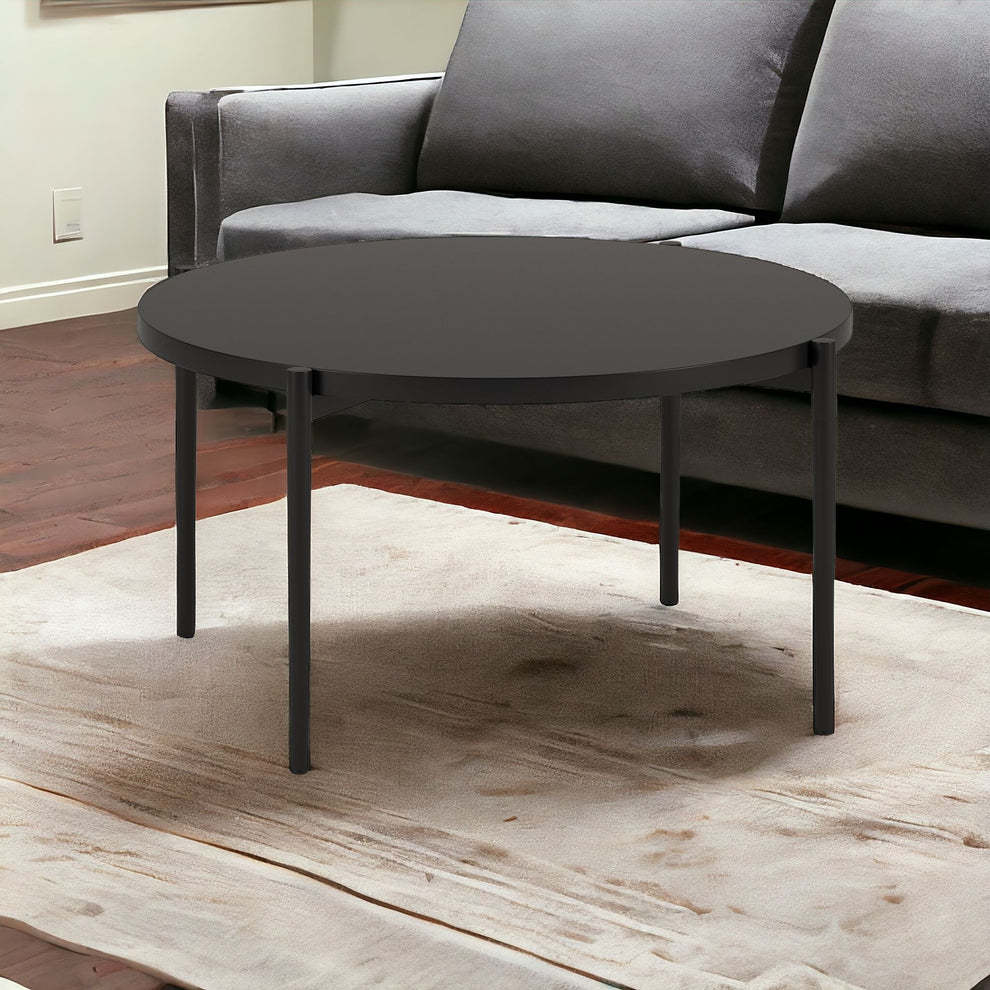 Black Steel Round Coffee Table By Homeroots | Coffee Tables | Modishstore - 7