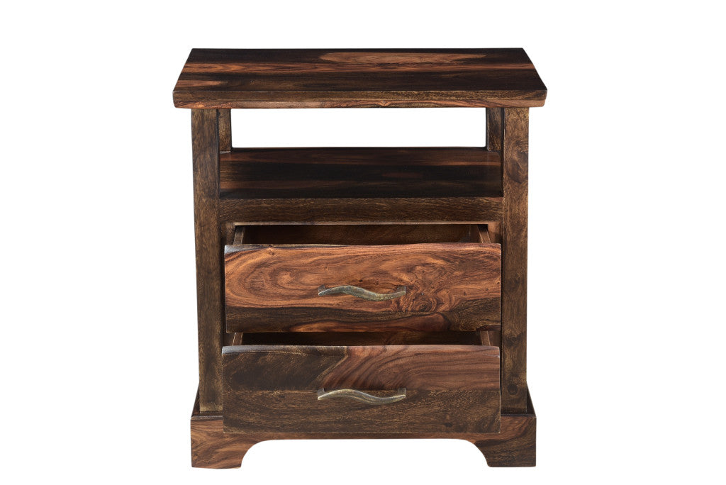 HomeRoots Two Drawer Nightstand - Thumbnail 2