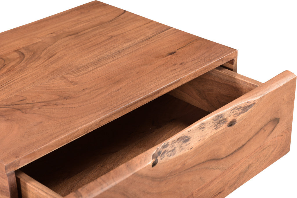 Brown Two Drawer Wood and Metal Nightstand By Homeroots | Nightstands | Modishstore - 2