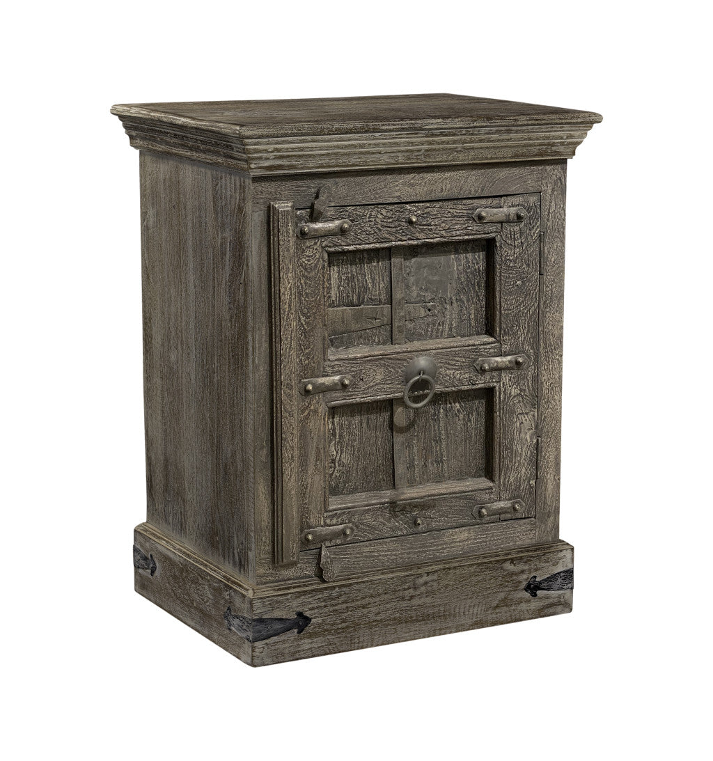 Distressed Brown Solid Wood Nightstand By Homeroots | Nightstands | Modishstore - 1