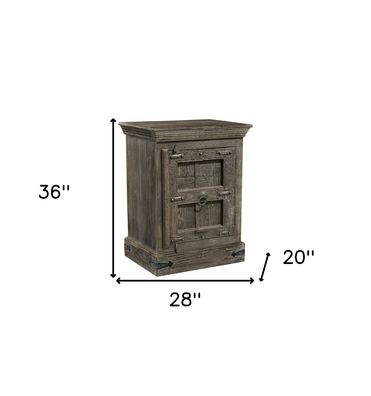 Distressed Brown Solid Wood Nightstand By Homeroots | Nightstands | Modishstore - 4