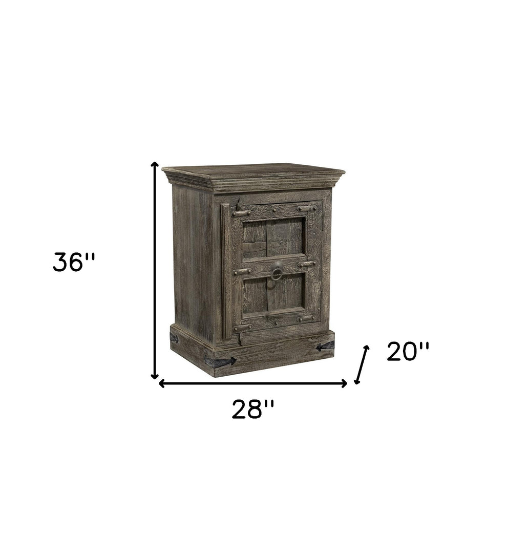 Distressed Brown Solid Wood Nightstand By Homeroots | Nightstands | Modishstore - 4