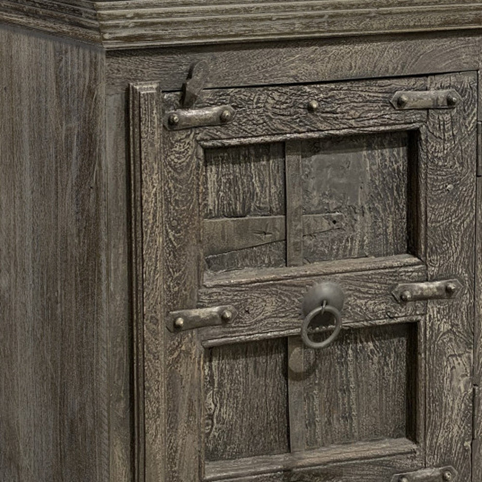 Distressed Brown Solid Wood Nightstand By Homeroots | Nightstands | Modishstore - 3