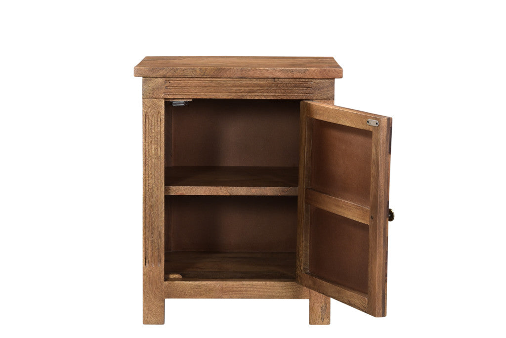 Brown Starburst Geometric Solid Wood Nightstand By Homeroots | Nightstands | Modishstore - 2