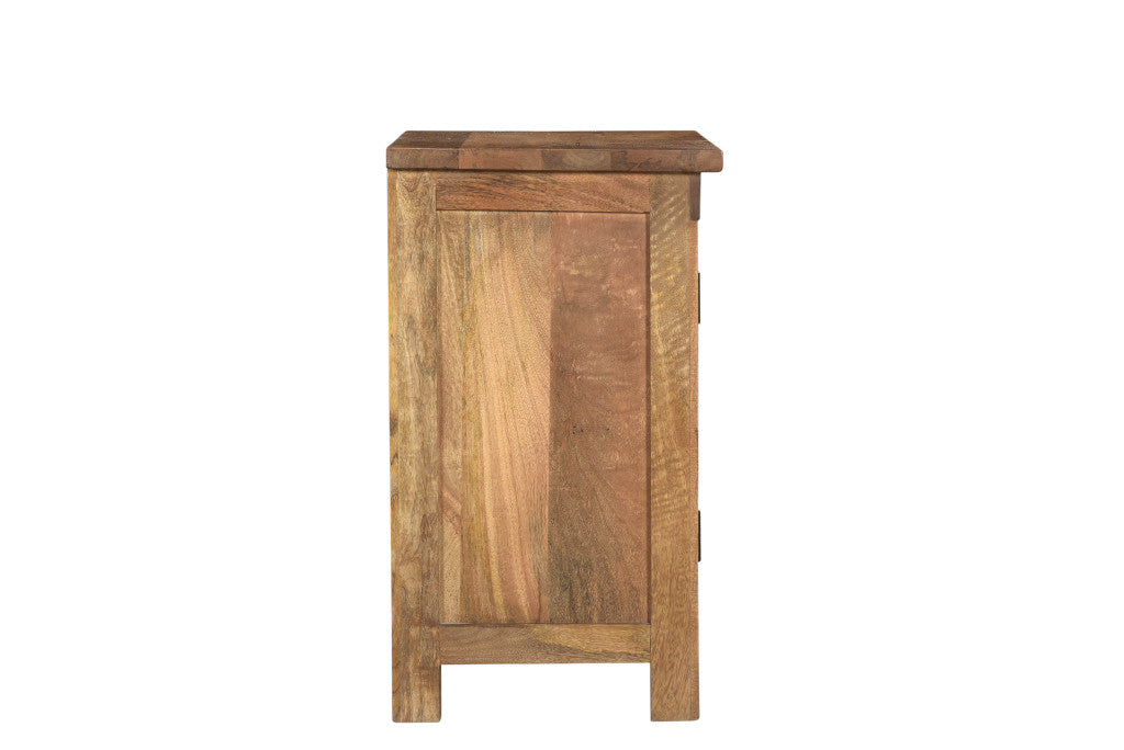 Brown Starburst Geometric Solid Wood Nightstand By Homeroots | Nightstands | Modishstore - 4