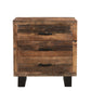 Distressed Dark Brown Three Drawer Wood and Metal Nightstand By Homeroots | Nightstands | Modishstore - 7