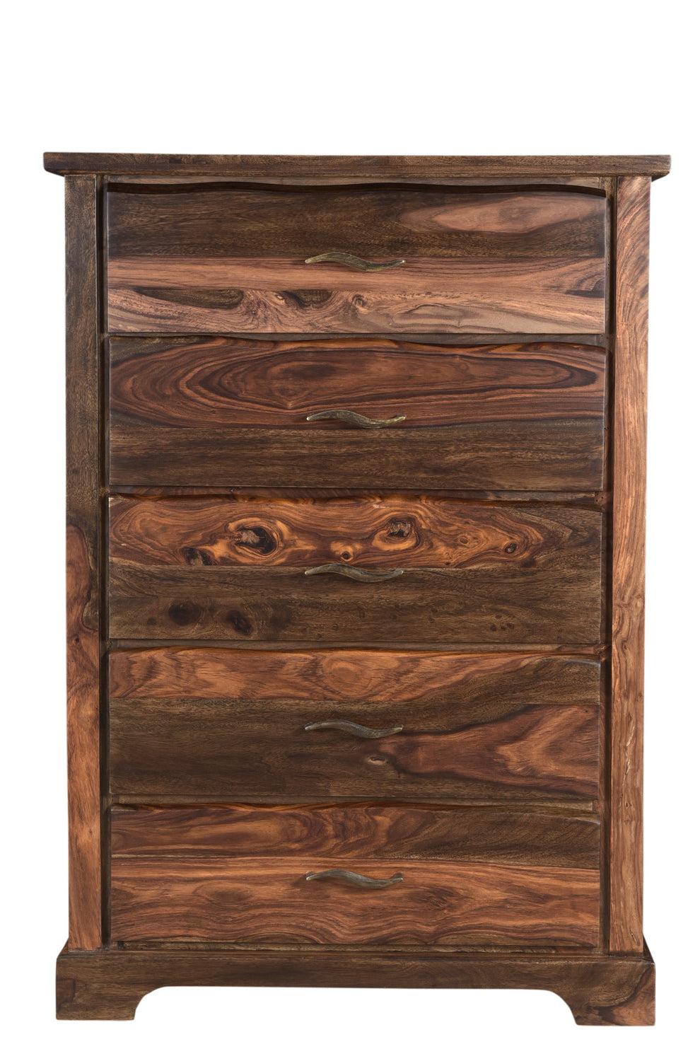 Dark Brown Solid Wood Five Drawer Chest By Homeroots | Dressers | Modishstore - 5