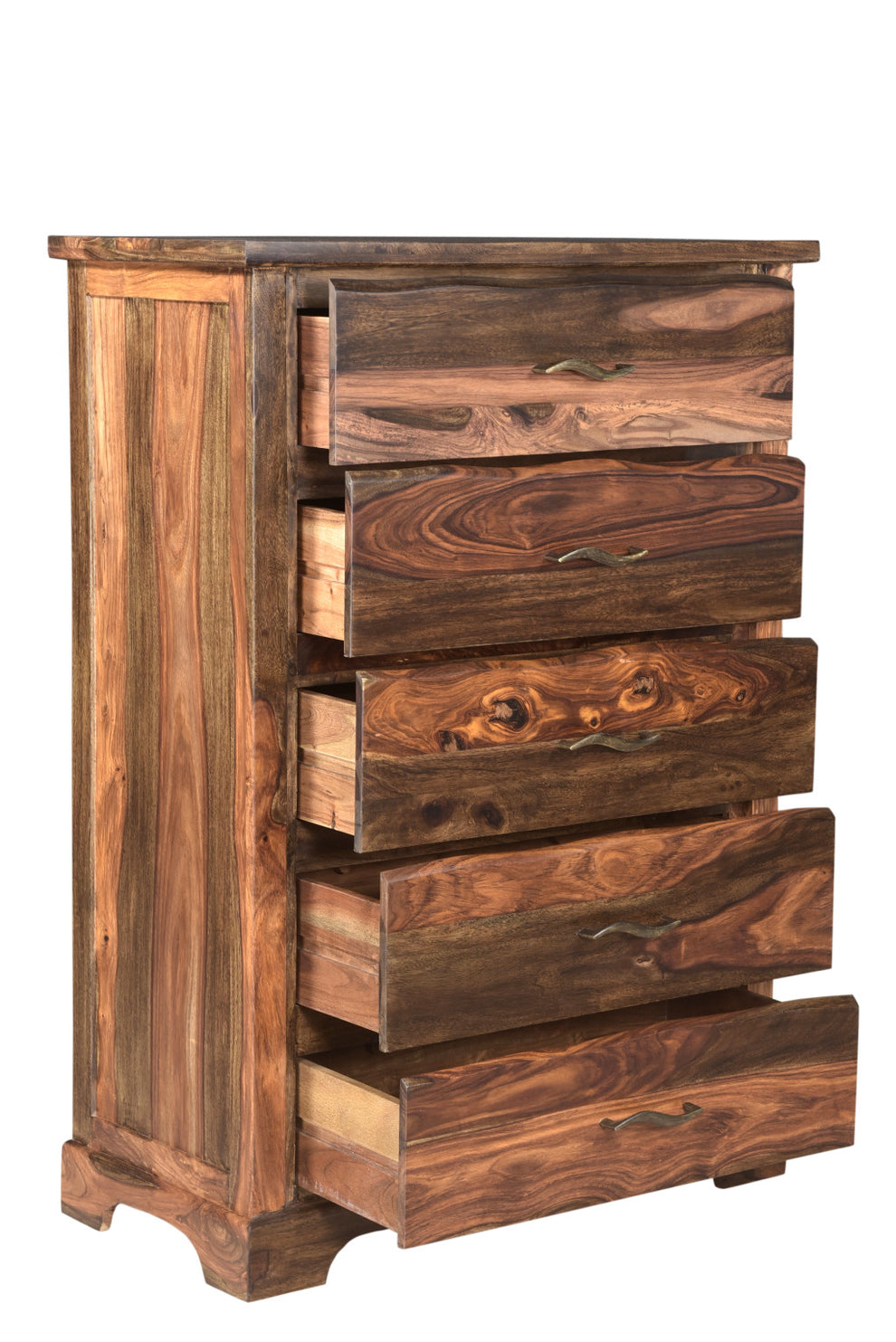 Dark Brown Solid Wood Five Drawer Chest By Homeroots | Dressers | Modishstore - 2