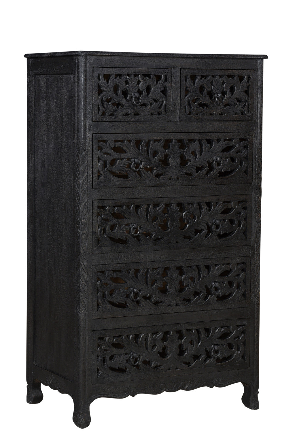 Black Solid Wood Six Drawer Chest By Homeroots | Dressers | Modishstore - 1