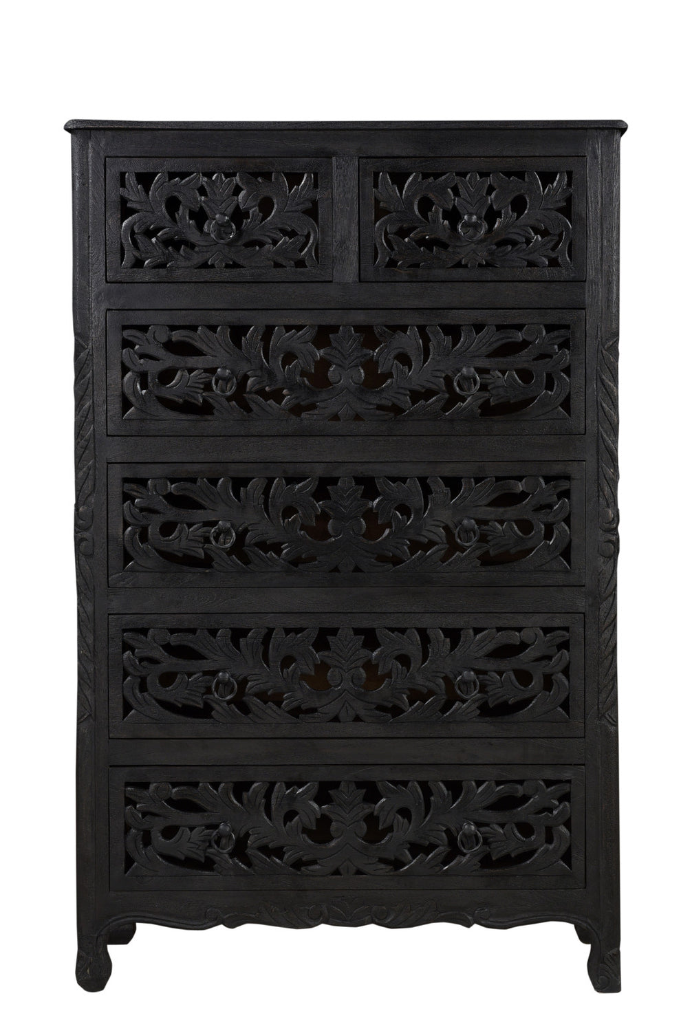 Black Solid Wood Six Drawer Chest By Homeroots | Dressers | Modishstore - 7