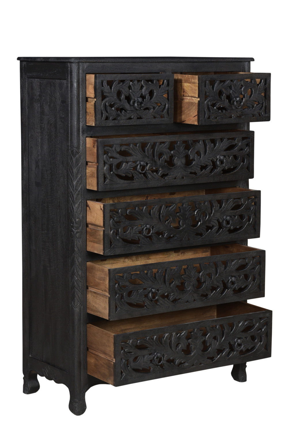 Black Solid Wood Six Drawer Chest - Thumbnail 3