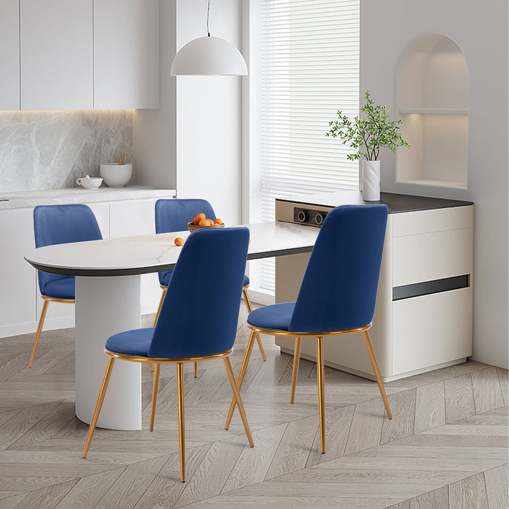 Blue And Gold Upholstered Velvet Dining Side Chair By Homeroots | Dining Chairs | Modishstore - 4