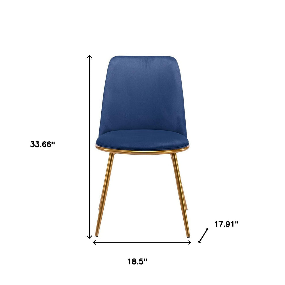 Blue And Gold Upholstered Velvet Dining Side Chair By Homeroots | Dining Chairs | Modishstore - 5
