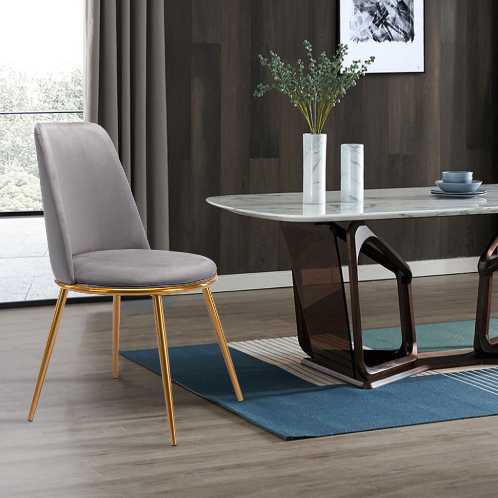 Gray And Gold Upholstered Velvet Dining Side Chair By Homeroots | Dining Chairs | Modishstore - 2