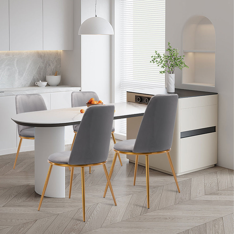 Gray And Gold Upholstered Velvet Dining Side Chair By Homeroots | Dining Chairs | Modishstore - 3