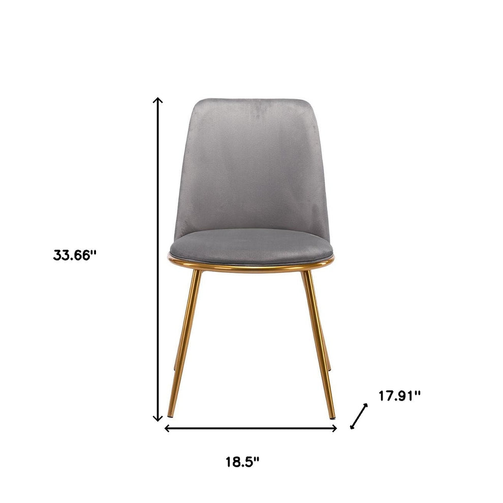 Gray And Gold Upholstered Velvet Dining Side Chair By Homeroots | Dining Chairs | Modishstore - 4