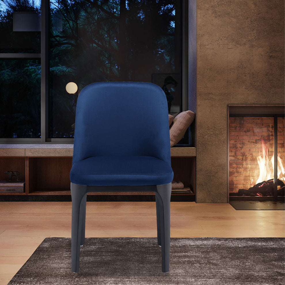 Blue And Black Upholstered Velvet Dining Side Chair By Homeroots | Dining Chairs | Modishstore - 3