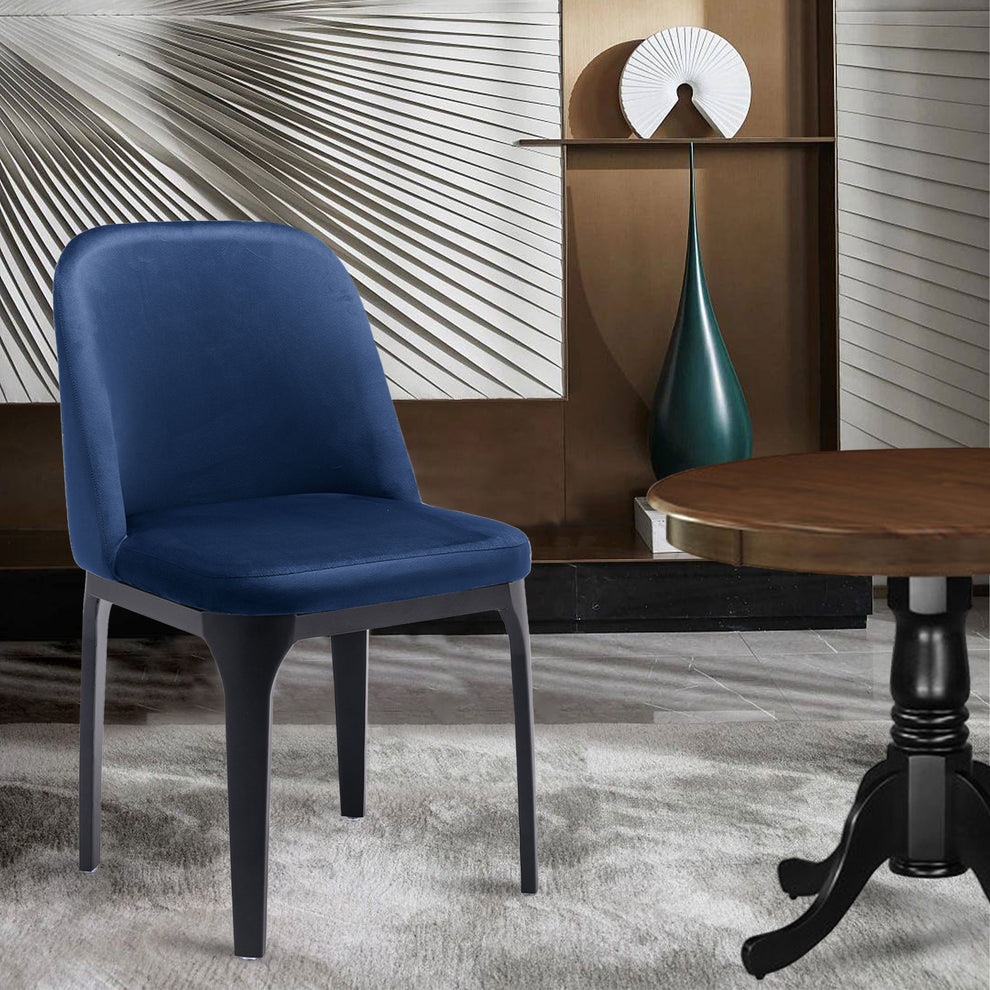 Blue And Black Upholstered Velvet Dining Side Chair By Homeroots | Dining Chairs | Modishstore - 4