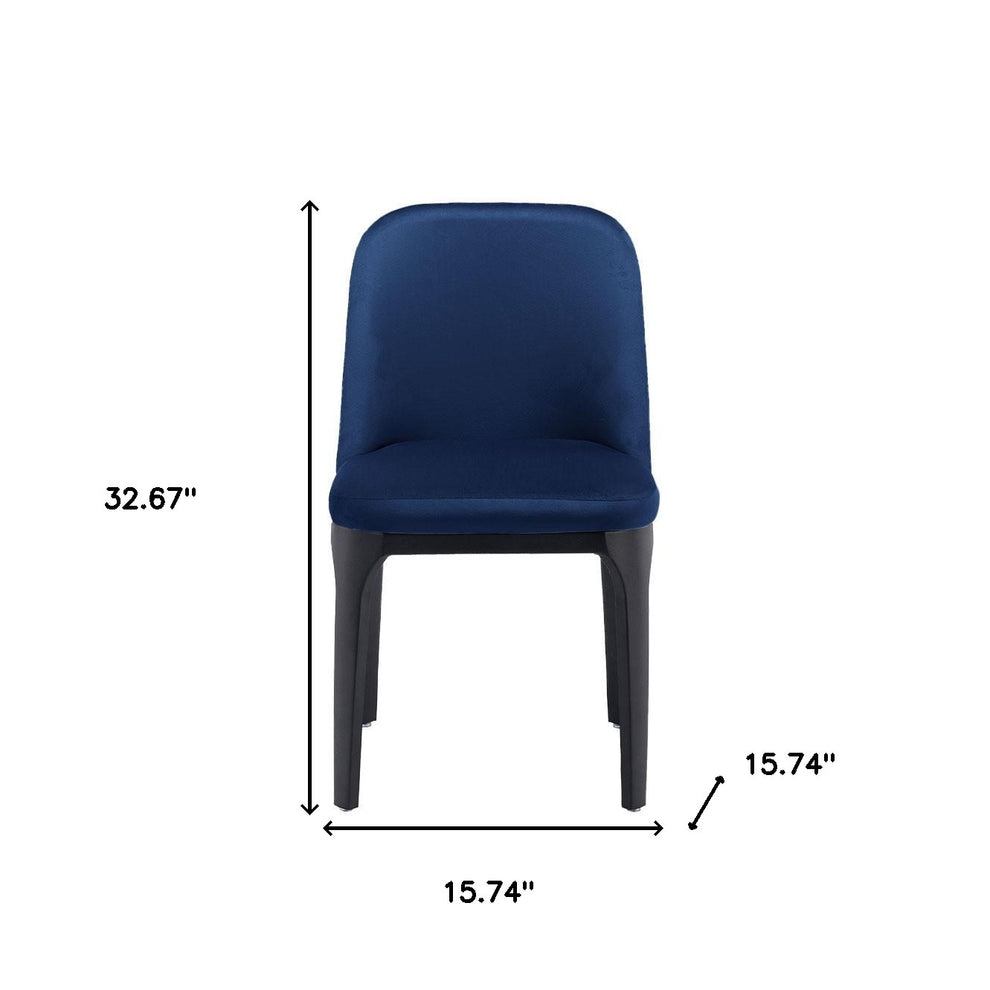 Blue And Black Upholstered Velvet Dining Side Chair By Homeroots | Dining Chairs | Modishstore - 5