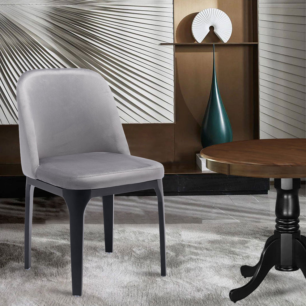 Gray And Black Upholstered Velvet Dining Side Chair By Homeroots | Dining Chairs | Modishstore - 2