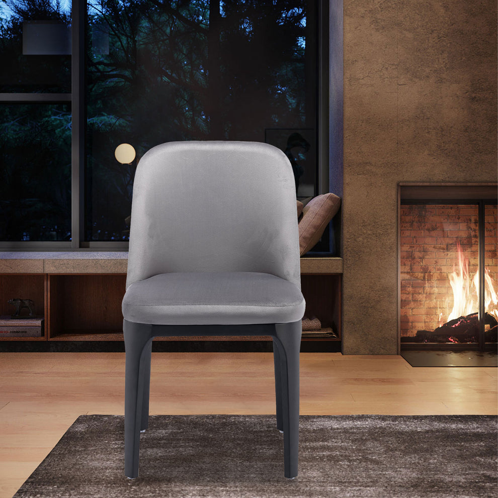 Gray And Black Upholstered Velvet Dining Side Chair By Homeroots | Dining Chairs | Modishstore - 3