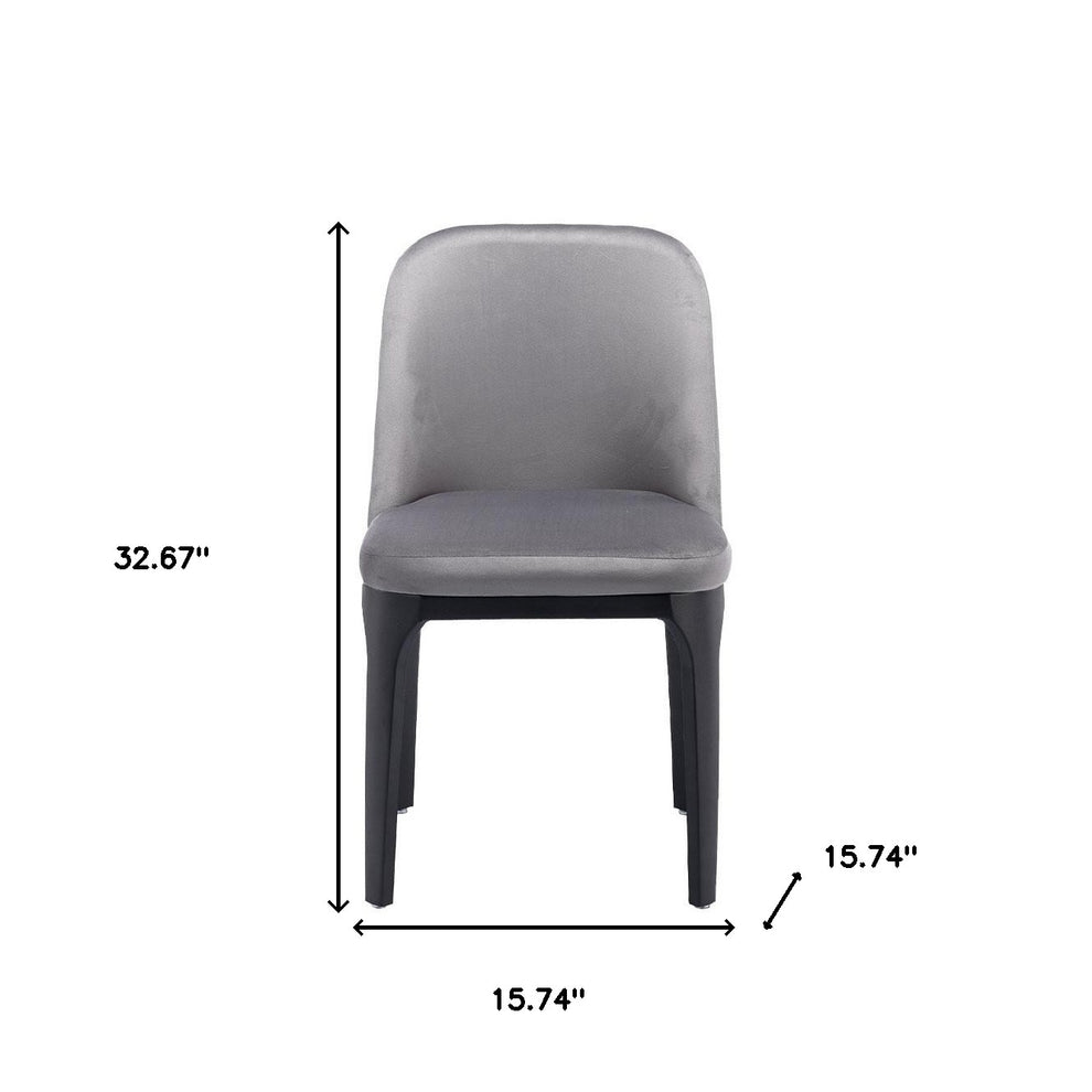 Gray And Black Upholstered Velvet Dining Side Chair By Homeroots | Dining Chairs | Modishstore - 4