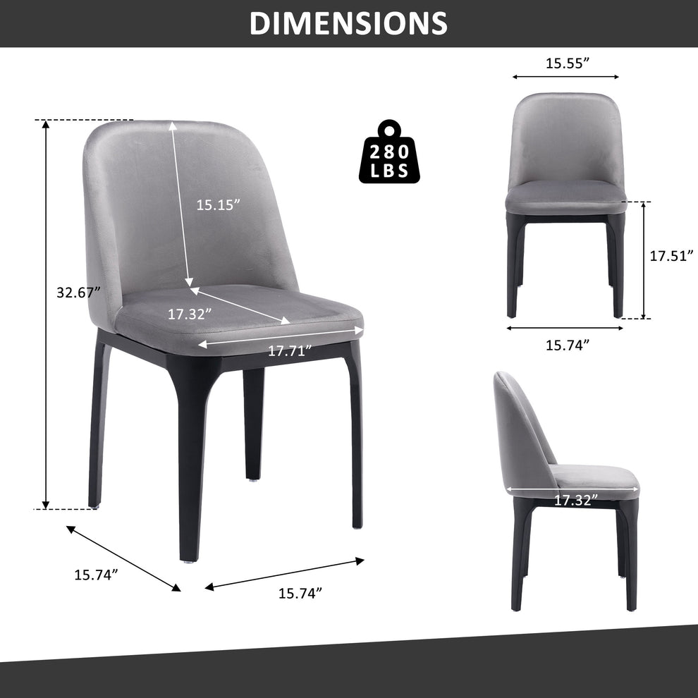 Gray And Black Upholstered Velvet Dining Side Chair By Homeroots | Dining Chairs | Modishstore - 5