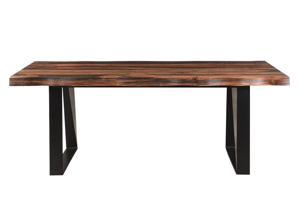 Dark Brown And Black Solid Wood And Metal Sled Base Dining Table By Homeroots | Dining Tables | Modishstore - 3