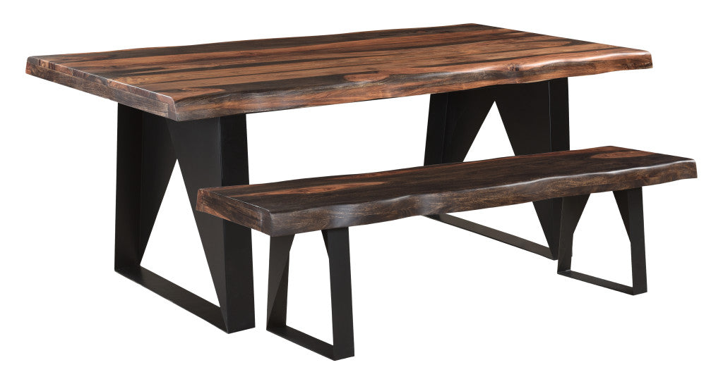 Brown And Black Solid Wood And Metal Dining Table - Thumbnail 5