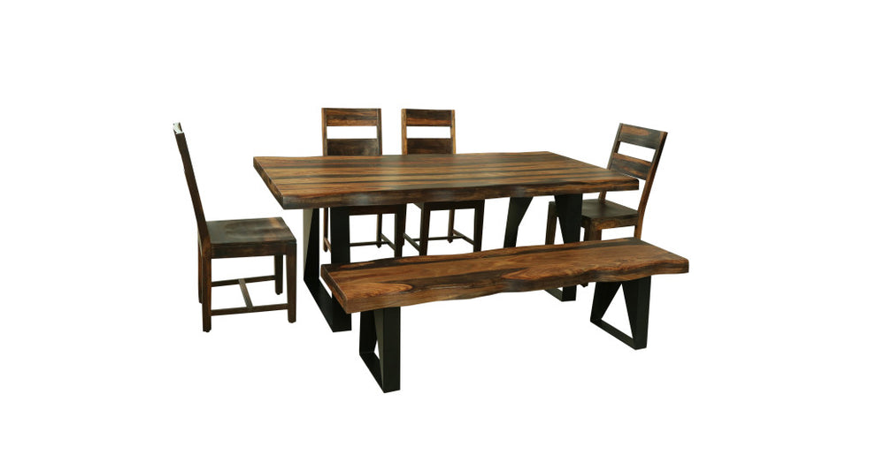 Dark Brown And Black Solid Wood And Metal Sled Base Dining Table By Homeroots | Dining Tables | Modishstore - 7