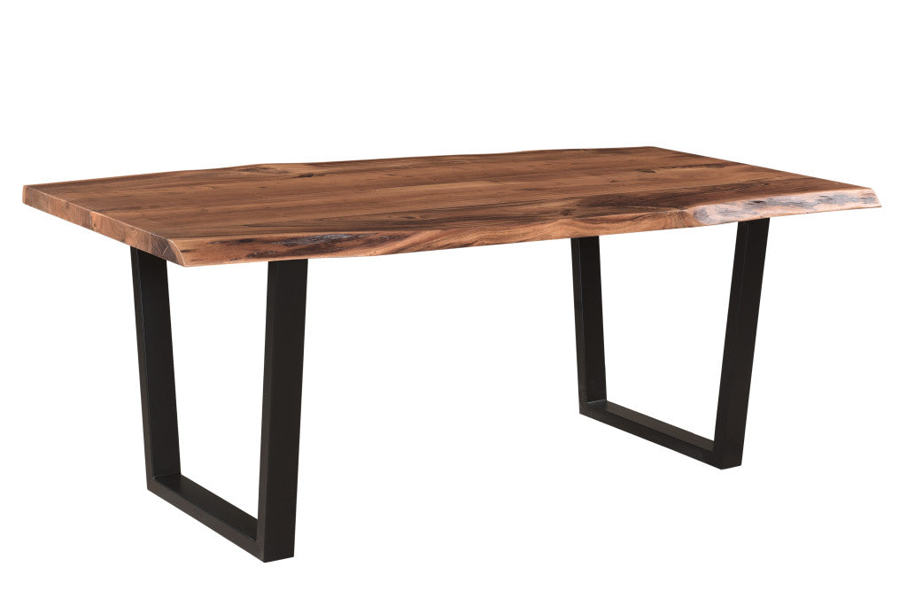 Brown And Black Solid Wood And Metal Dining Table By Homeroots | Dining Tables | Modishstore - 6
