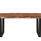 Brown And Black Solid Wood And Metal Dining Table By Homeroots | Dining Tables | Modishstore - 1