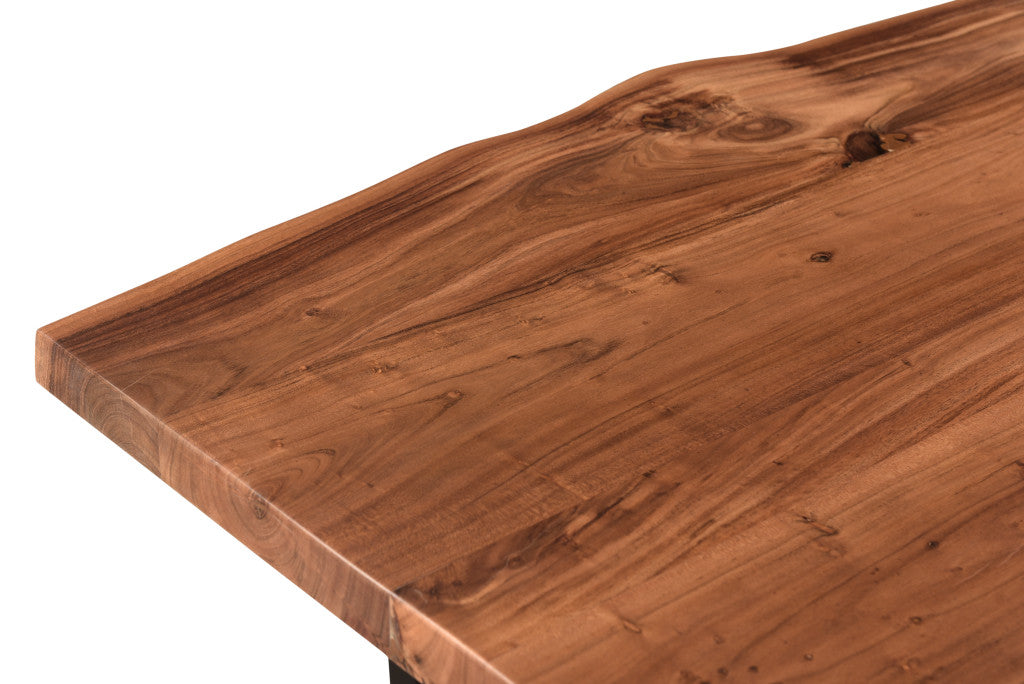 Brown And Black Solid Wood And Metal Dining Table By Homeroots | Dining Tables | Modishstore - 2