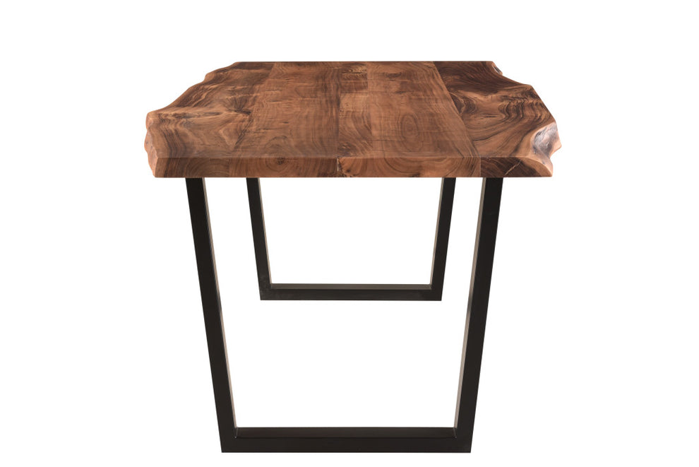 Brown And Black Solid Wood And Metal Dining Table By Homeroots | Dining Tables | Modishstore - 3