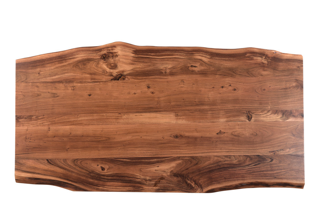 Brown And Black Solid Wood And Metal Dining Table By Homeroots | Dining Tables | Modishstore - 4