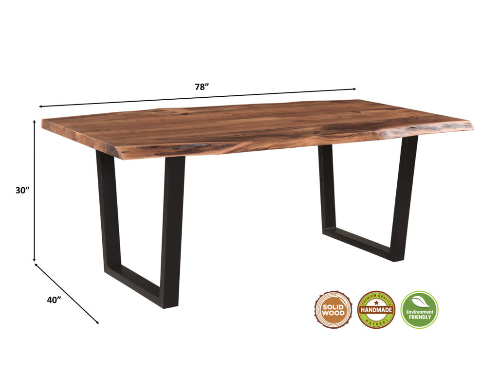 Brown And Black Solid Wood And Metal Dining Table By Homeroots | Dining Tables | Modishstore - 7