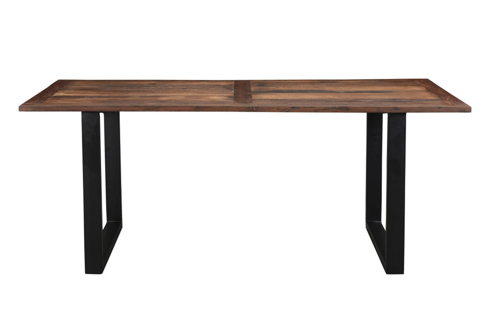 Dark Brown And Black Solid Wood Sled Base Dining Table By Homeroots | Dining Tables | Modishstore - 4