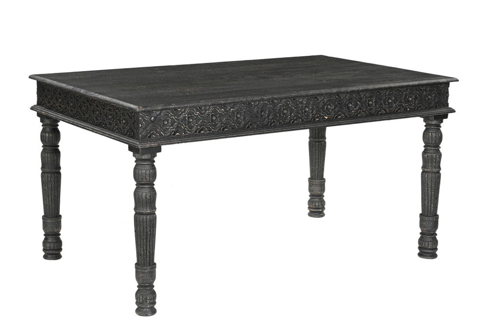 Black Solid Wood Dining Table By Homeroots | Dining Tables | Modishstore - 2