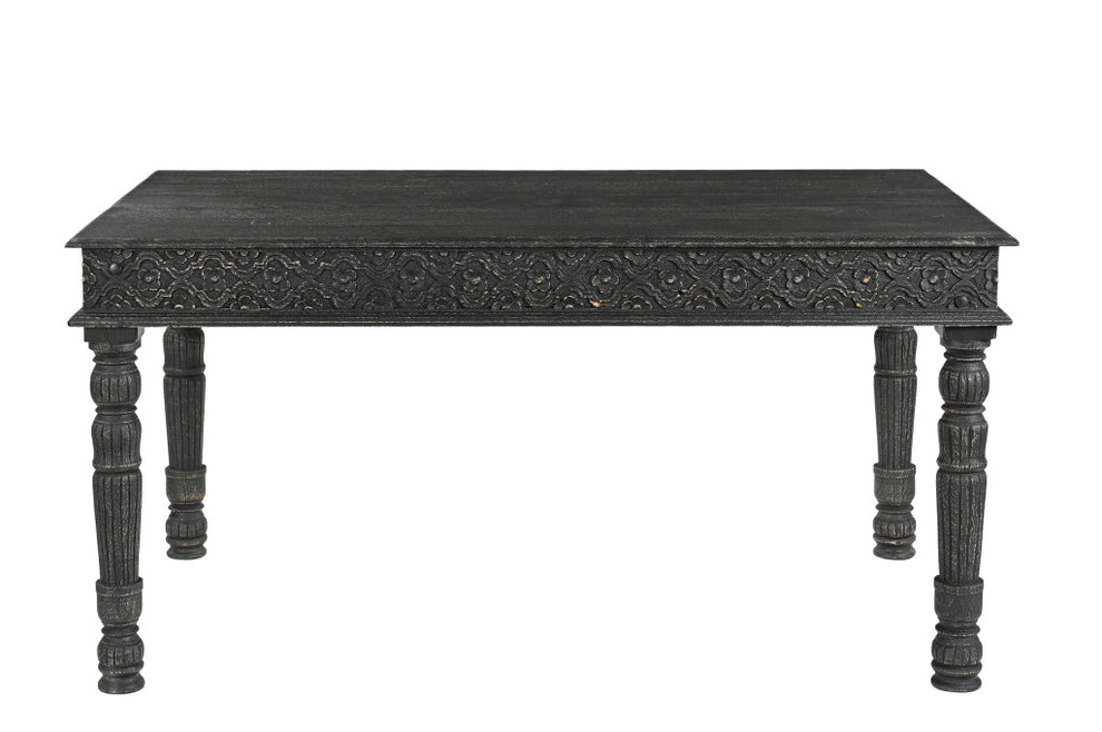 Black Solid Wood Dining Table By Homeroots | Dining Tables | Modishstore - 4