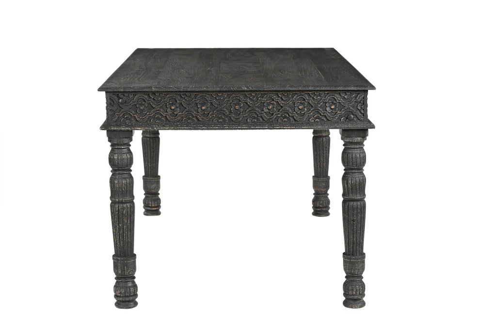 Black Solid Wood Dining Table By Homeroots | Dining Tables | Modishstore - 5