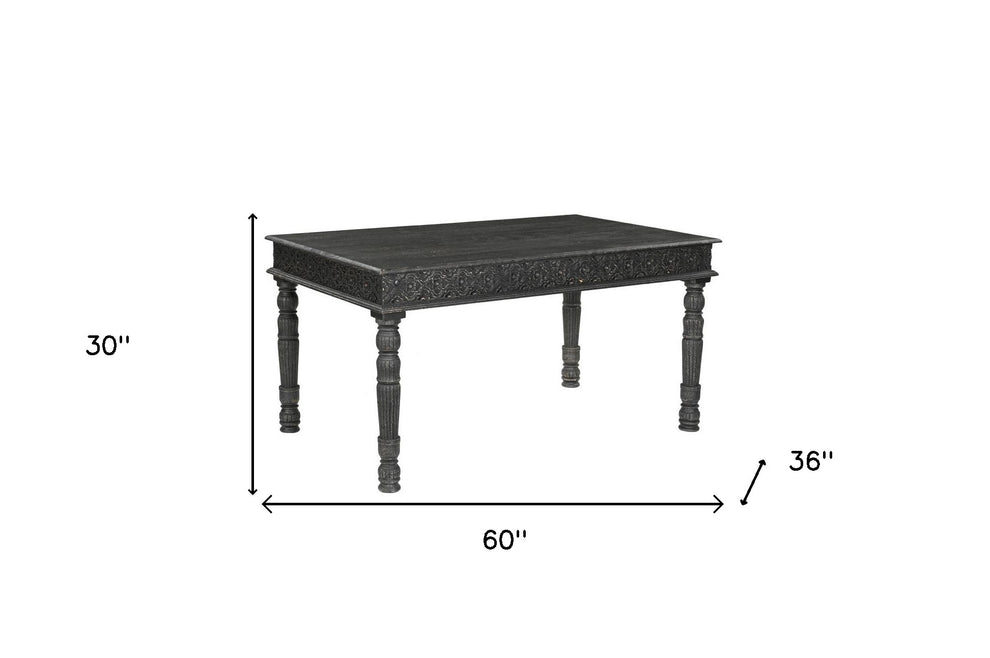 Black Solid Wood Dining Table By Homeroots | Dining Tables | Modishstore - 7