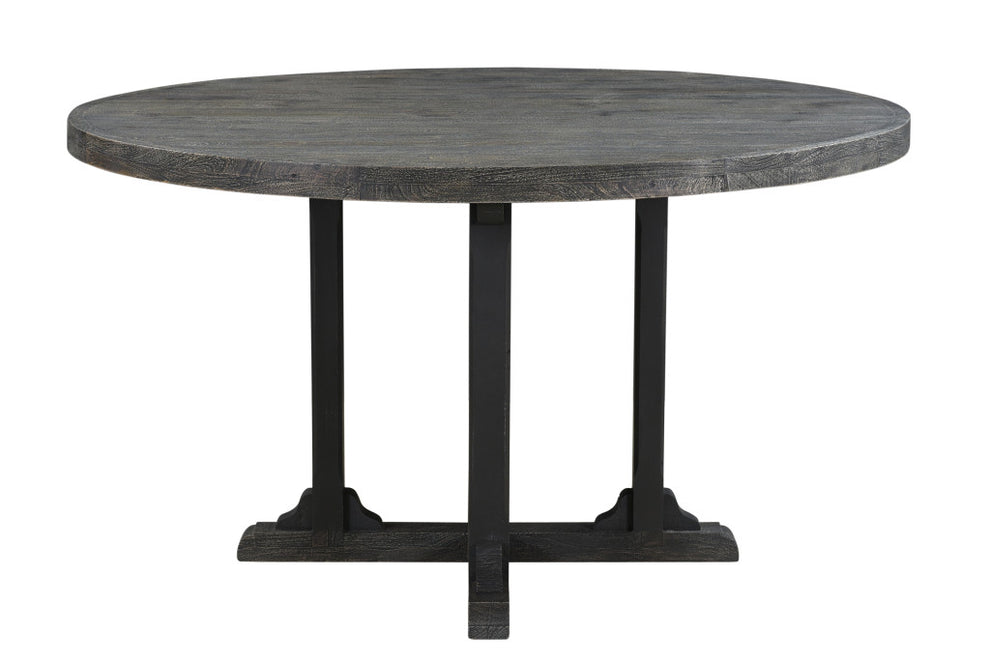 Black Rounded Solid Wood Pedestal Base Dining Table By Homeroots | Dining Tables | Modishstore - 2