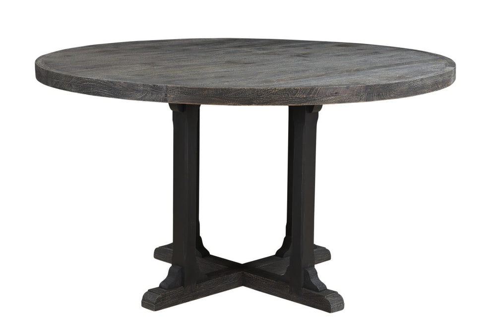 Black Rounded Solid Wood Pedestal Base Dining Table By Homeroots | Dining Tables | Modishstore - 4
